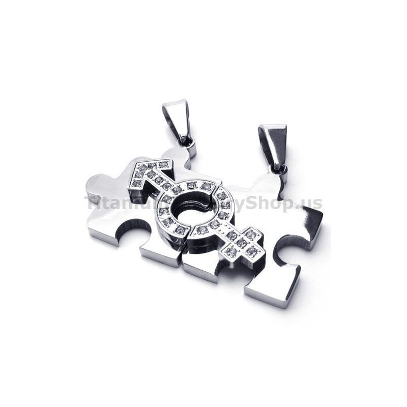 Παζλ Titanium Lovers Μενταγιόν Με Αλυσίδες Χωρίς Διαμάντια
