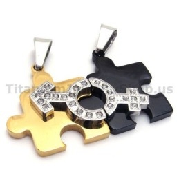 Παζλ Titanium Lovers Μενταγιόν Με Αλυσίδες Χωρίς Διαμάντια