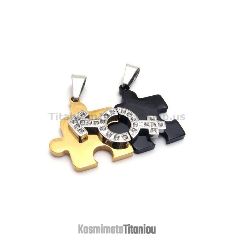 Παζλ Titanium Lovers Μενταγιόν Με Αλυσίδες Χωρίς Διαμάντια Παζλ Titanium Lovers Μενταγιόν Με Αλυσίδες Χωρίς Διαμάντια