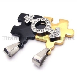 Παζλ Titanium Lovers Μενταγιόν Με Αλυσίδες Χωρίς Διαμάντια