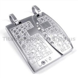 Μενταγιόν Love Titanium Lovers Με Αλυσίδες Χωρίς Διαμάντια