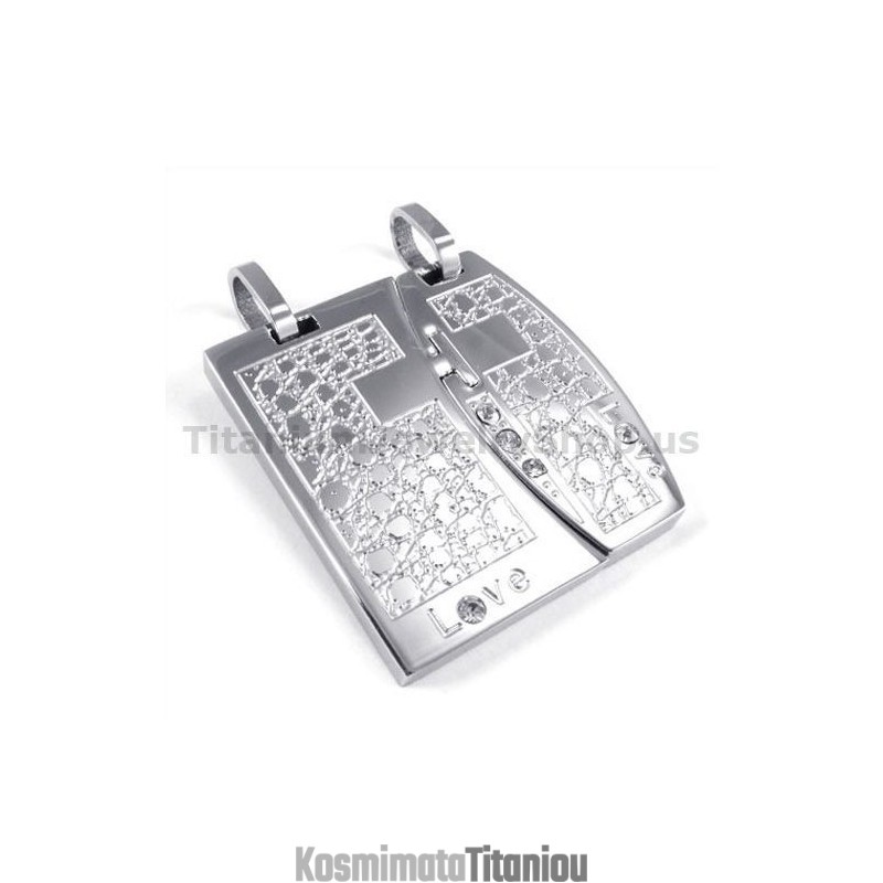 Μενταγιόν Love Titanium Lovers Με Αλυσίδες Χωρίς Διαμάντια Μενταγιόν Love Titanium Lovers Με Αλυσίδες Χωρίς Διαμάντια