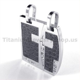 Μενταγιόν Love Black Titanium Lovers Με Αλυσίδες Χωρίς Διαμάντια