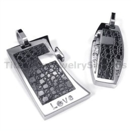 Μενταγιόν Love Black Titanium Lovers Με Αλυσίδες Χωρίς Διαμάντια