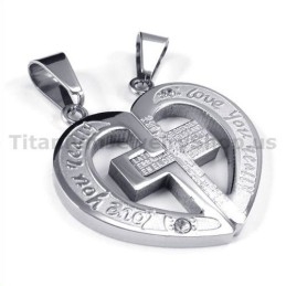 Μενταγιόν Love You Really Titanium Lovers Με Αλυσίδες Χωρίς Διαμάντια