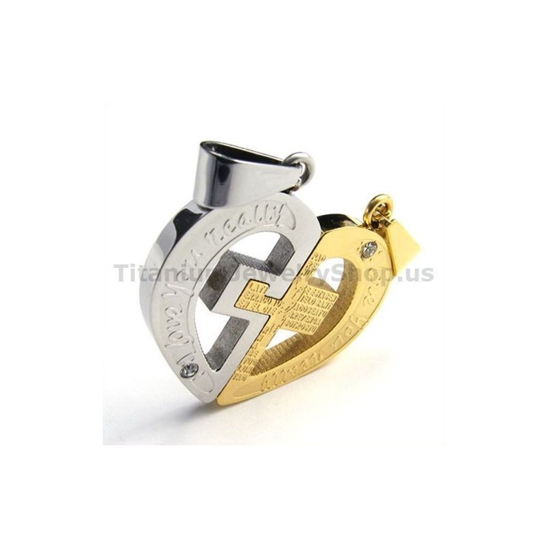 Μενταγιόν Love You Really Gloden Titanium Lovers Με Αλυσίδες Χωρίς Διαμάντια