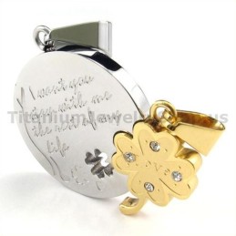 Μενταγιόν Gloden Four Leaves Clover Titanium Lovers Χωρίς Αλυσίδες