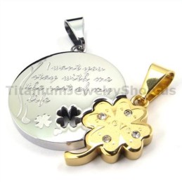 Μενταγιόν Gloden Four Leaves Clover Titanium Lovers Χωρίς Αλυσίδες