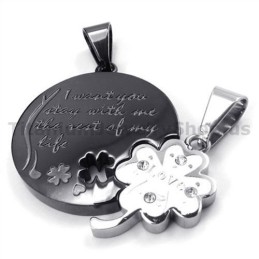 Αλυσίδες Four Leaves Clover Από Μαύρο Τιτάνιο Lovers Χωρίς Μενταγιόν