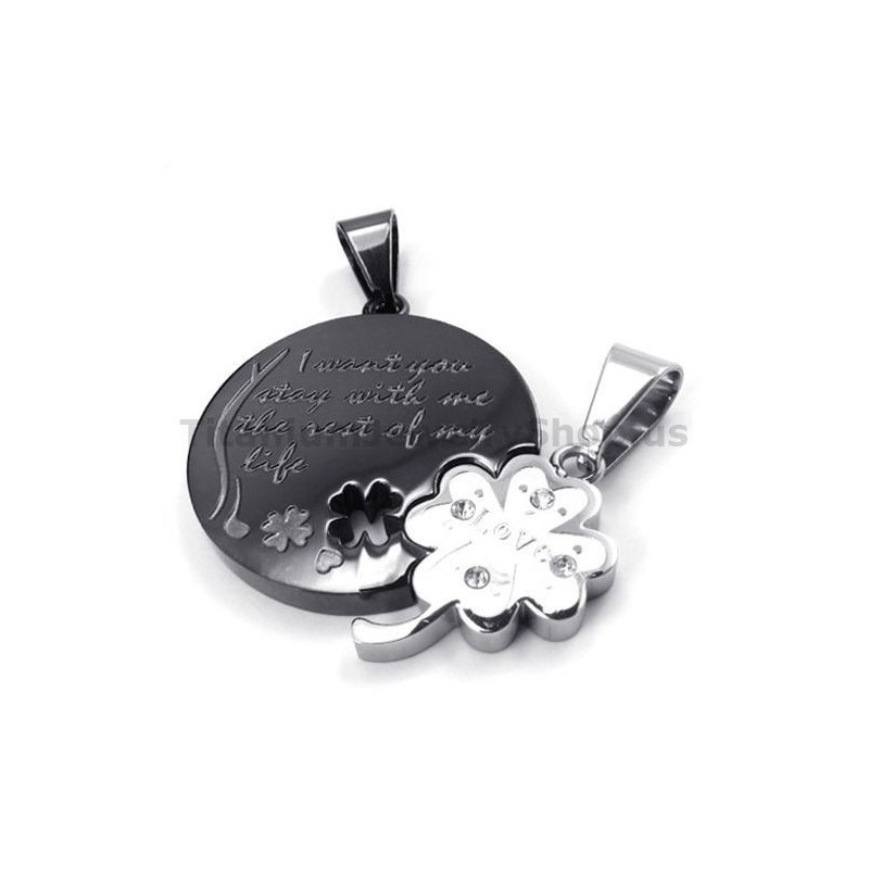 Αλυσίδες Four Leaves Clover Από Μαύρο Τιτάνιο Lovers Χωρίς Μενταγιόν