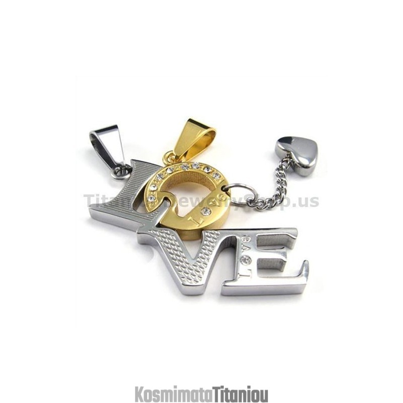 Χρυσά Μενταγιόν Love Titanium Lovers Με Αλυσίδες Χωρίς Διαμάντια Χρυσά Μενταγιόν Love Titanium Lovers Με Αλυσίδες Χωρίς Διαμάντια