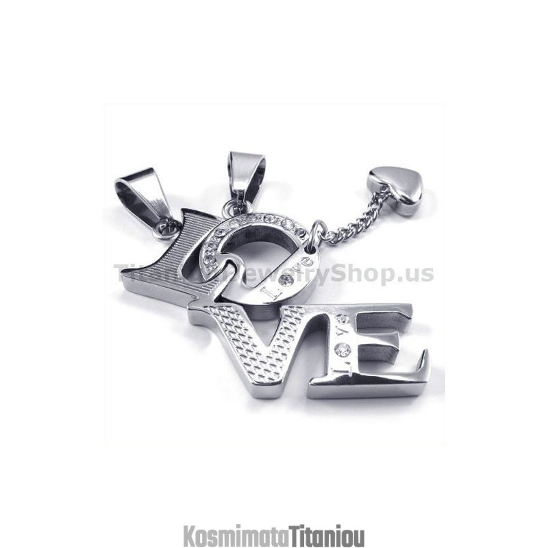 Μενταγιόν Love Titanium Lovers Με Αλυσίδες Χωρίς Διαμάντια
