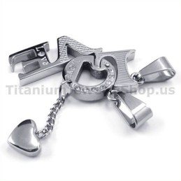Μενταγιόν Love Titanium Lovers Με Αλυσίδες Χωρίς Διαμάντια