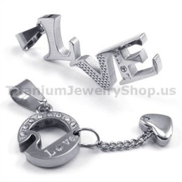 Μενταγιόν Love Titanium Lovers Με Αλυσίδες Χωρίς Διαμάντια