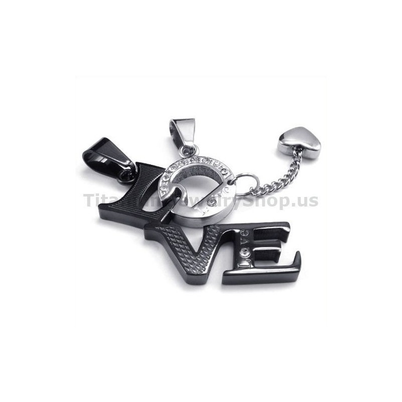 Μενταγιόν Love Black Titanium Lovers Με Αλυσίδες Χωρίς Διαμάντια Μενταγιόν Love Black Titanium Lovers Με Αλυσίδες Χωρίς Διαμάντια