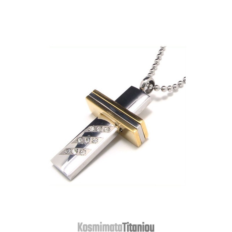 Ανδρικό Κολιέ Με Σταυρό Από Καθαρό Τιτάνιο Και Αλυσίδα (Νέο)