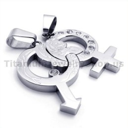 Μενταγιόν Titanium Lovers Με Αλυσίδες Χωρίς Διαμάντια