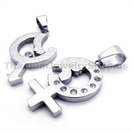 Μενταγιόν Titanium Lovers Με Αλυσίδες Χωρίς Διαμάντια