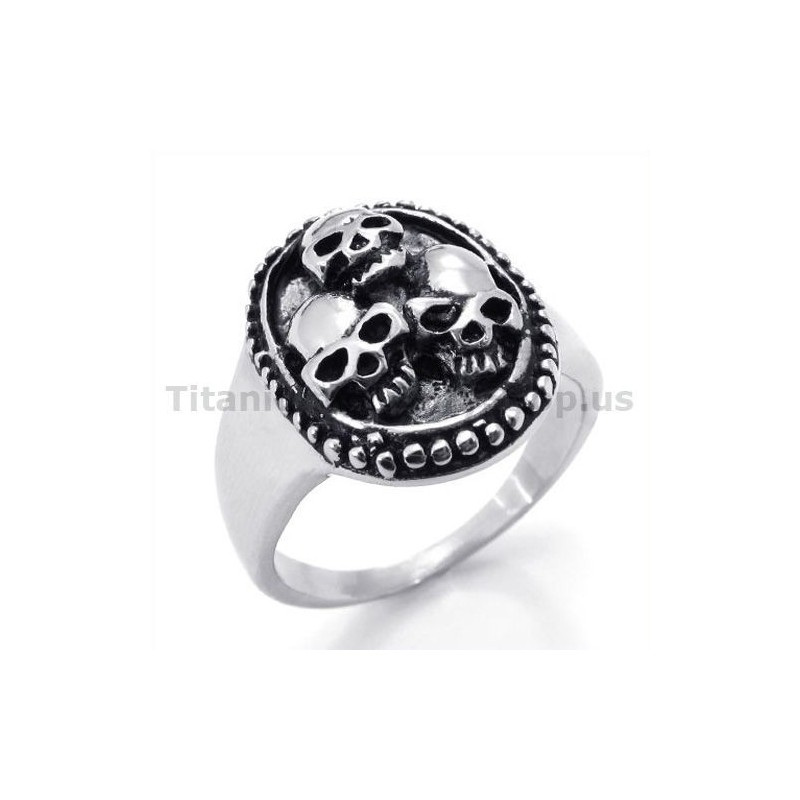 Δαχτυλίδι Τιτανίου Με Τρία Κρανία