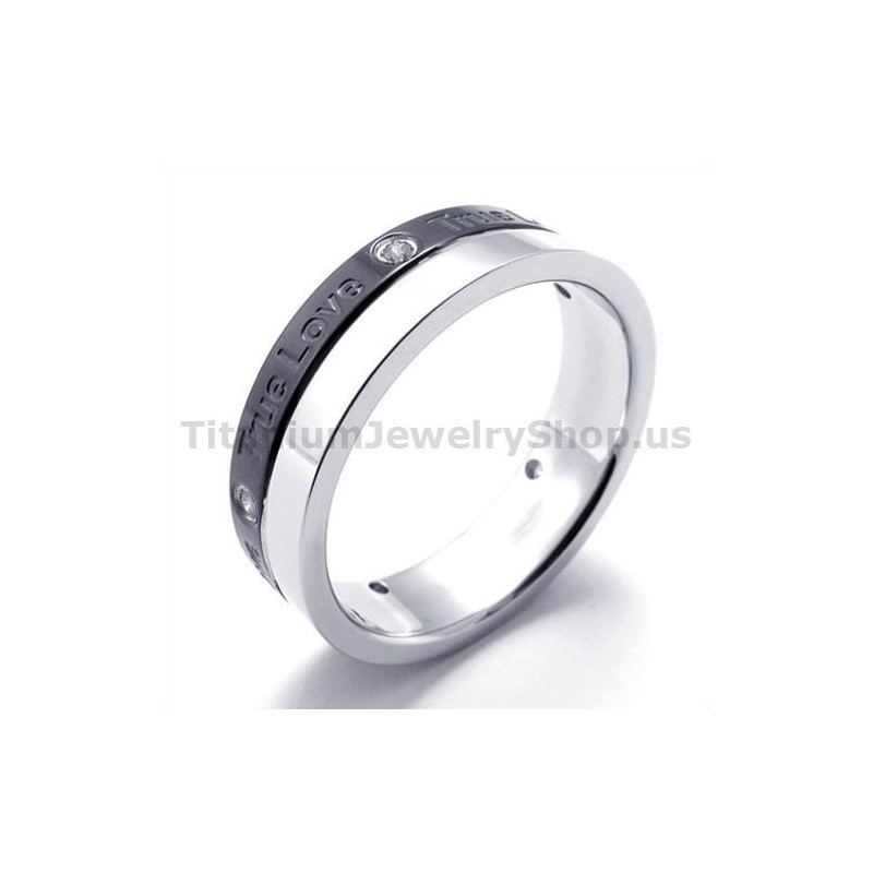 Δαχτυλίδι Από Μαύρο Τιτάνιο True Love Με Διαμάντι