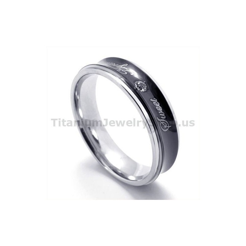 Δαχτυλίδι Από Τιτάνιο Σε Μαύρο Χρώμα Με Καρδιά Και Διαμάντι
