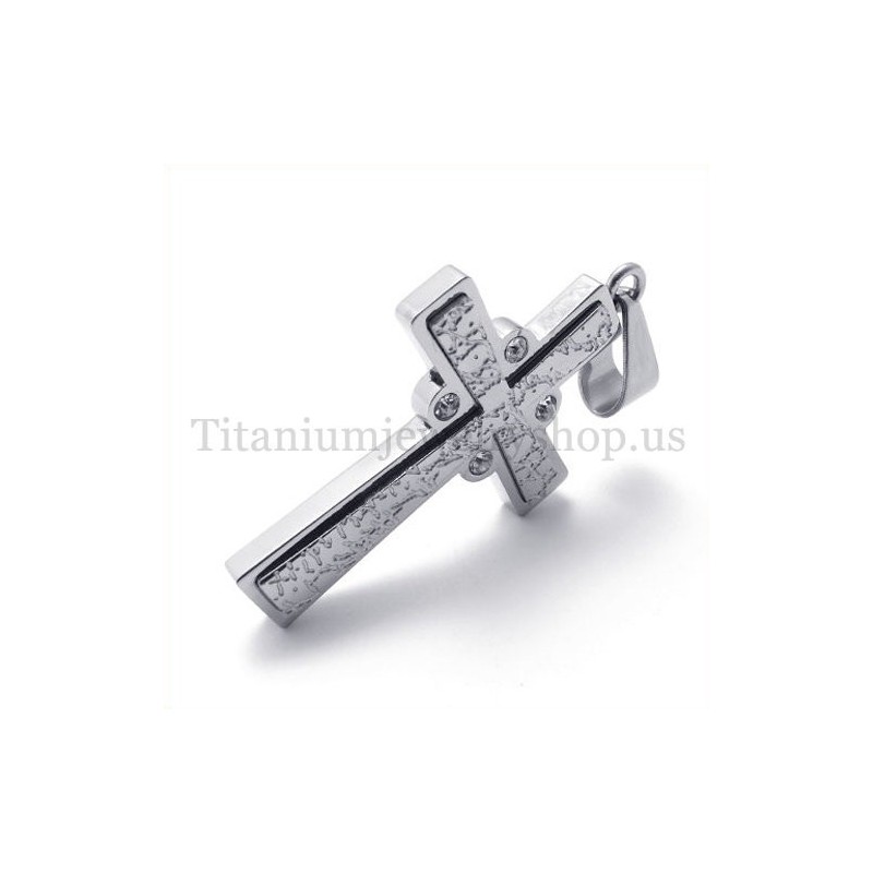 Σταυρός Τιτανίου Δύο Στρώσεων Με Μόδα Με Διαμάντια