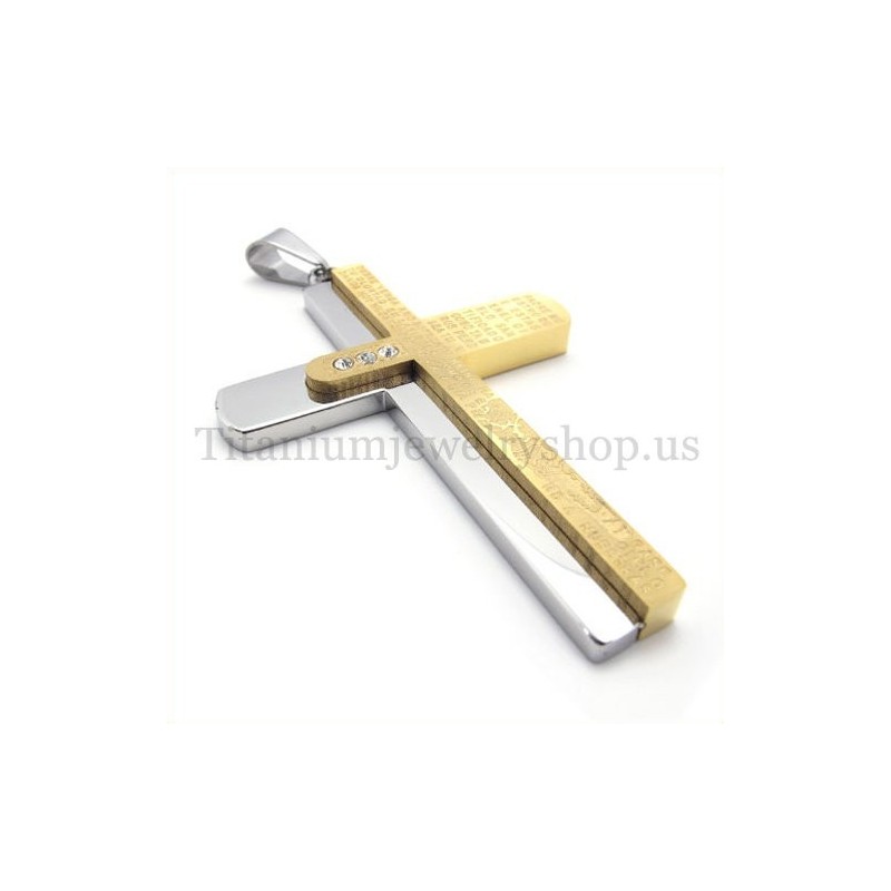 Δύο Στρώσεις Σκαλιστό Σταυρό Από Χρυσό Τιτάνιο