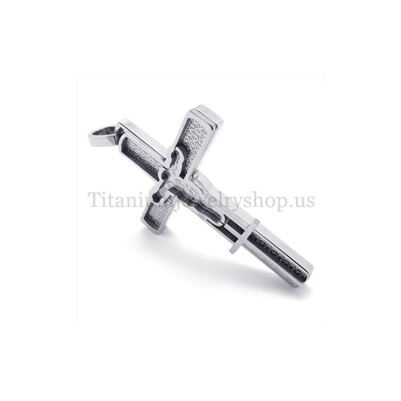 Σταυρός Από Τιτάνιο Με Σκαλιστό Μοτίβο Ιησού