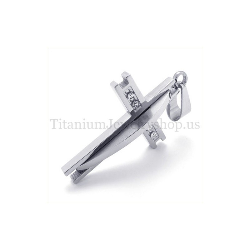 Σταυρός Από Ασήμι Με Διαμάντια Από Τιτάνιο