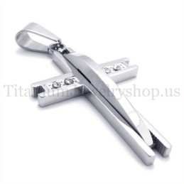 Σταυρός Από Ασήμι Με Διαμάντια Από Τιτάνιο