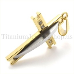 Χρυσό Μενταγιόν Από Τιτάνιο Με Διαμάντια