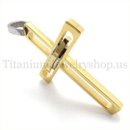 Χρυσό Μενταγιόν Από Τιτάνιο Με Σταυρό Και Χρυσό Σχέδιο Noble Man