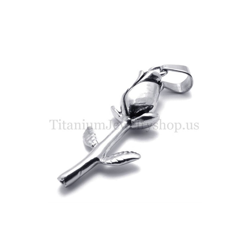 Ασημένιο Μενταγιόν Από Τιτάνιο Με Όμορφο Τριαντάφυλλο