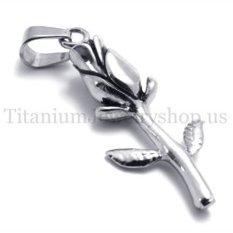 Ασημένιο Μενταγιόν Από Τιτάνιο Με Όμορφο Τριαντάφυλλο