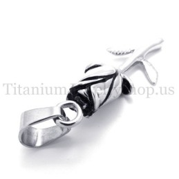 Ασημένιο Μενταγιόν Από Τιτάνιο Με Όμορφο Τριαντάφυλλο