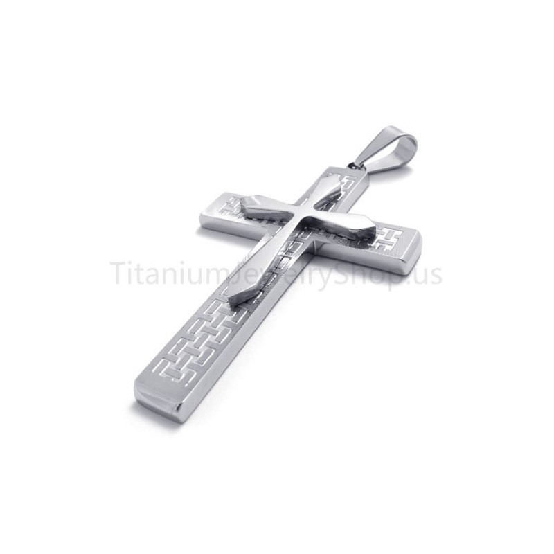 Νέο Μενταγιόν Από Τιτάνιο Με Δύο Στρώσεις Ασημένιου Σταυρού