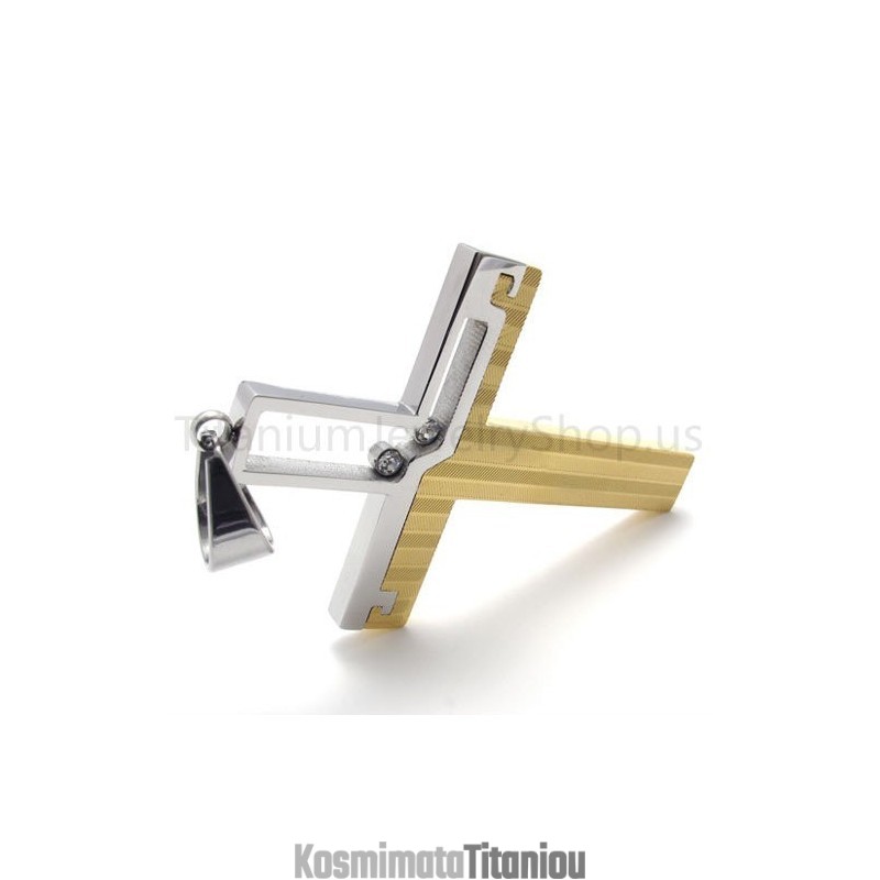 Νέο Μενταγιόν Από Τιτάνιο Με Κοίλο Σταυρό Σε Διπλή Απόχρωση