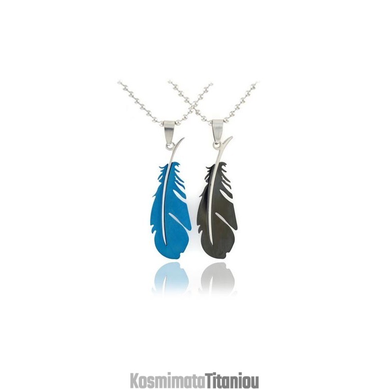 Κολιέ Μενταγιόν Από Καθαρό Τιτάνιο Lover Couples Με Φτερό Κολιέ Μενταγιόν Από Καθαρό Τιτάνιο Lover Couples Με Φτερό