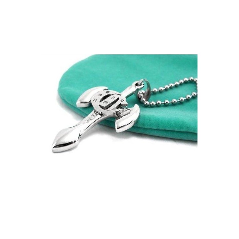 Ανδρικό Κολιέ Μενταγιόν Από Καθαρό Τιτάνιο Με Σταυρό Και Ξίφος