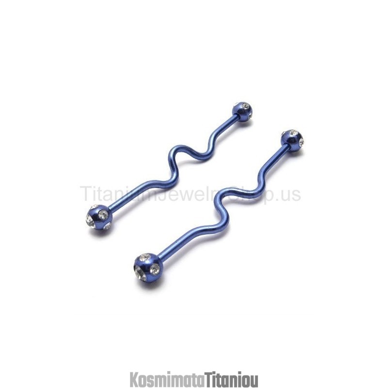 Σκουλαρίκια Από Μπλε Τιτάνιο Με Στροφές