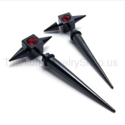 Σκουλαρίκια Με Μαύρα Τιτάνια Και Κόκκινα Διαμάντια