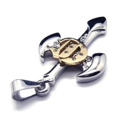 Ανδρικό Κολιέ Μενταγιόν Από Καθαρό Τιτάνιο Με Σταυρό Και Ξίφος