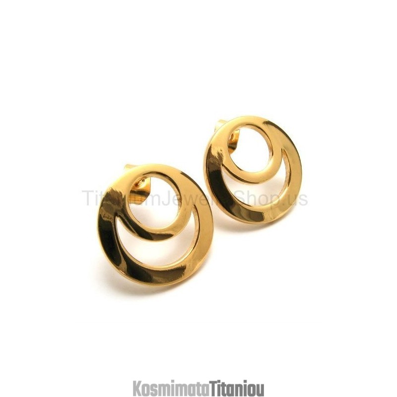 Χρυσά Σκουλαρίκια Τιτανίου Με Δύο Θηλιές