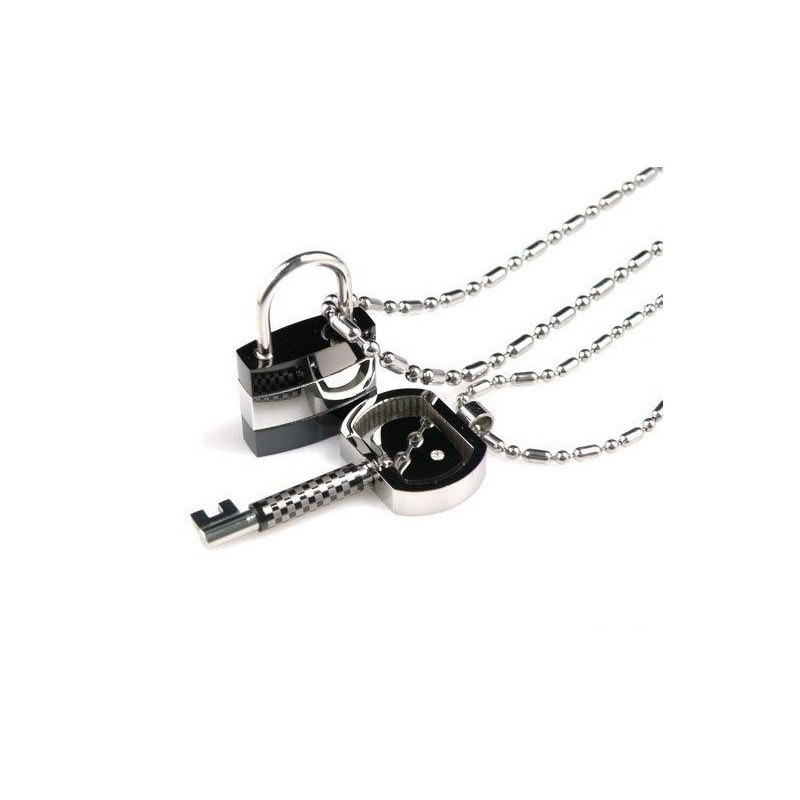 Κολιέ Μενταγιόν Από Καθαρό Τιτάνιο Lover Couples Lock Key Κολιέ Μενταγιόν Από Καθαρό Τιτάνιο Lover Couples Lock Key