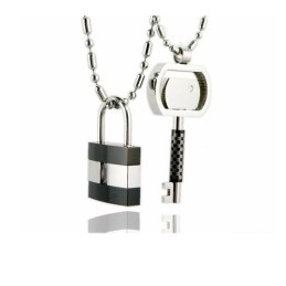 Κολιέ Μενταγιόν Από Καθαρό Τιτάνιο Lover Couples Lock Key