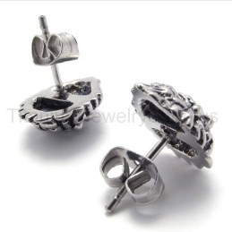 Σκουλαρίκια Τιτανίου Με Ρετρό Σχήμα Λιονταριού Σε Σχήμα Κόκκινων Ματιών