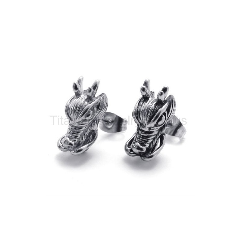 Σκουλαρίκια Από Τιτάνιο Με Σχέδιο Δράκου