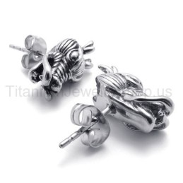 Σκουλαρίκια Από Τιτάνιο Με Σχέδιο Δράκου