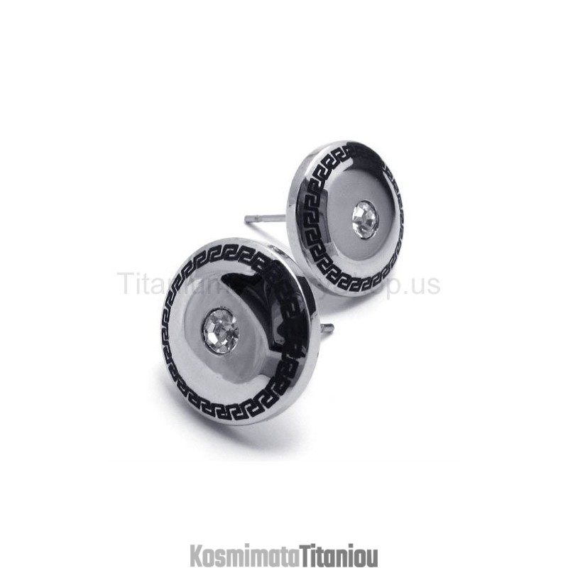 Σκουλαρίκια Με Ένθετο Τιτανίου Και Διαμάντια