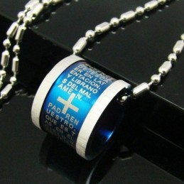 Κολιέ Μενταγιόν Από Τιτάνιο Με Μπλε Σταυρό Για Άνδρες